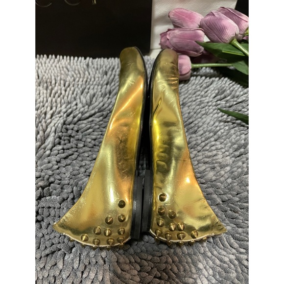 Alexander McQueen Metallic Gold Studded Flats - Picture 4 of 12